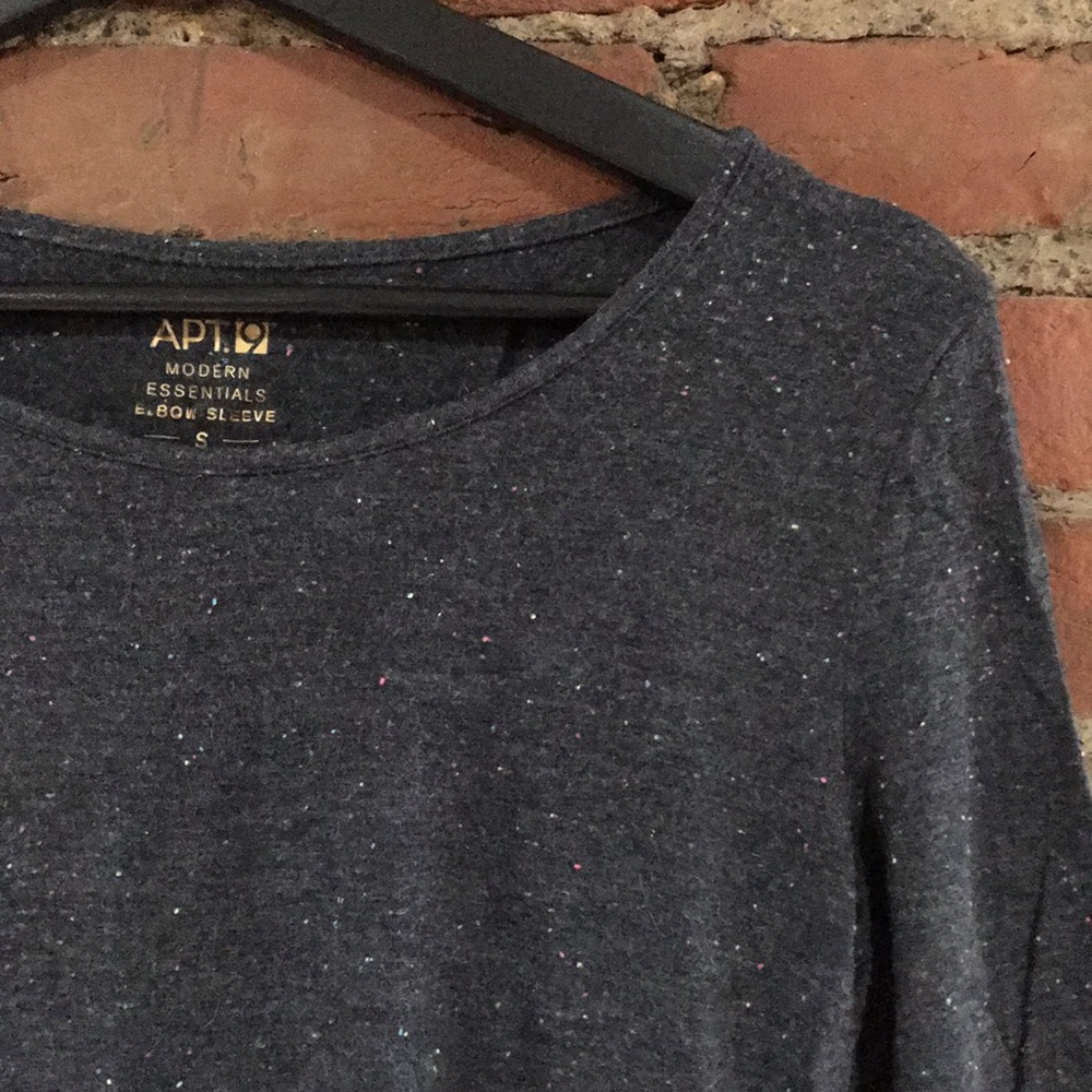 Apt 9 Grey Speckle Elbow Sleeve Essential Top
